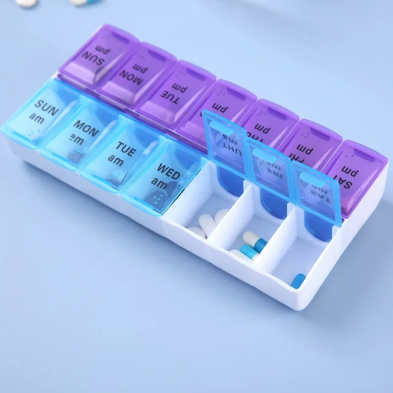 14-Fächer-Wochen-Pillendose mit Reiseetui 2