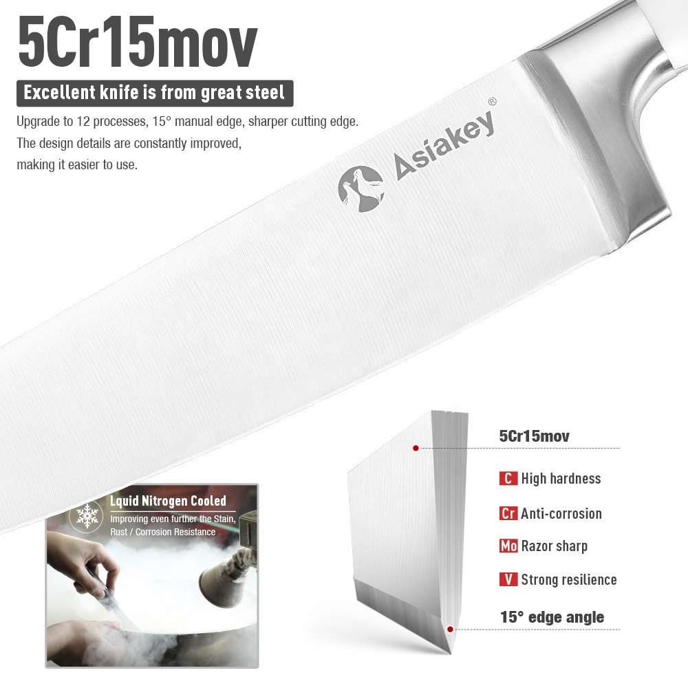 Edelstahl Küchenmesser Set mit Holzblock 2