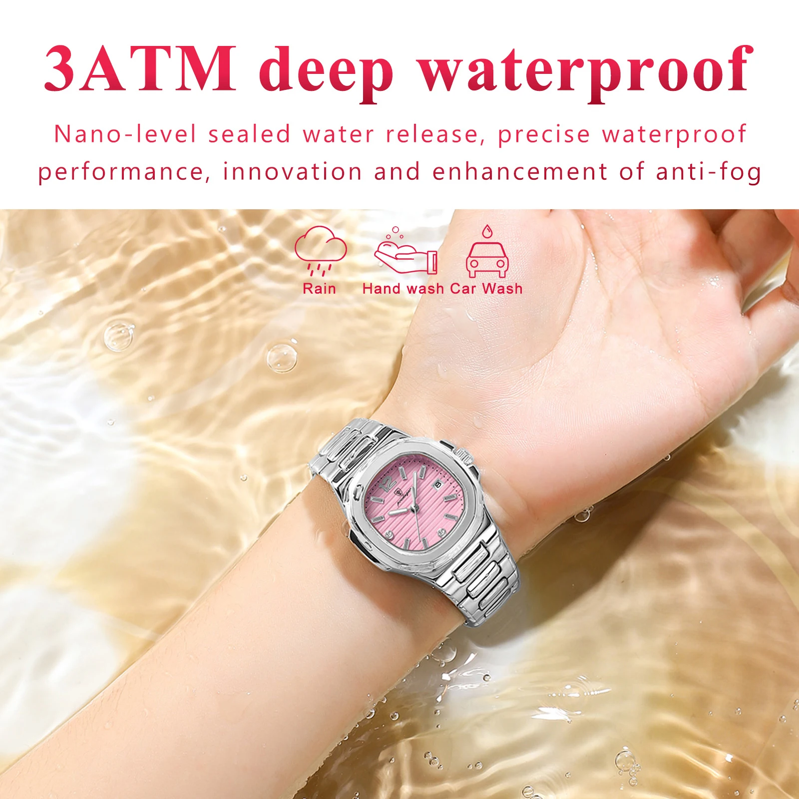 Wasserdichte Damen-Armbanduhr mit Datum 3