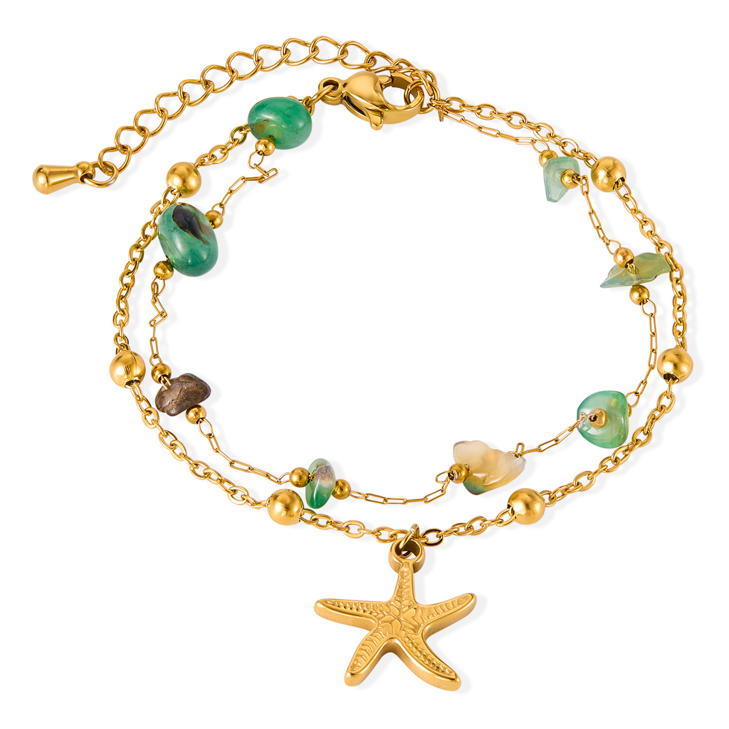 Vergoldetes Edelstahl-Armband mit Ozean-Charms 4