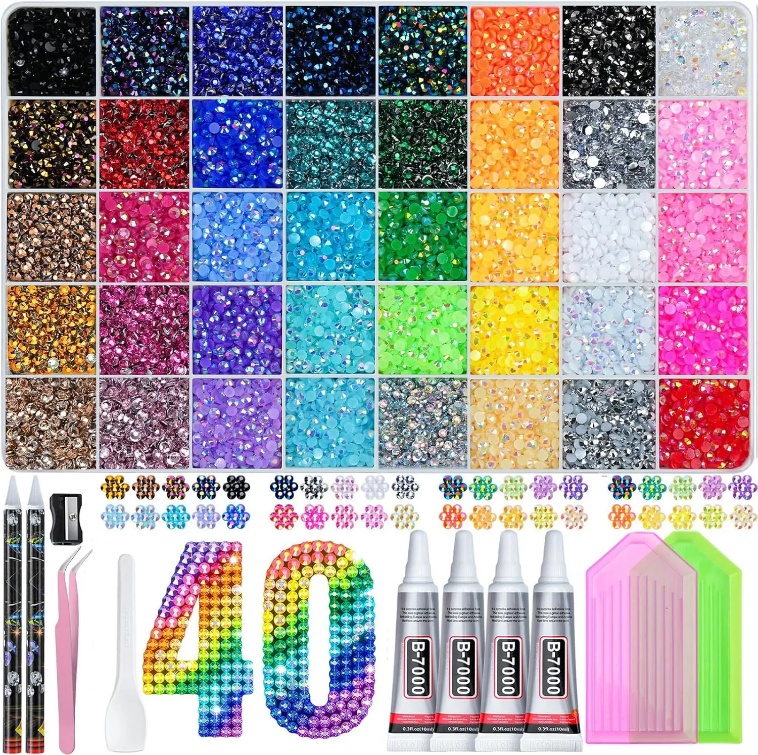 Strass Maniküre Set mit Kristallen 3mm 2