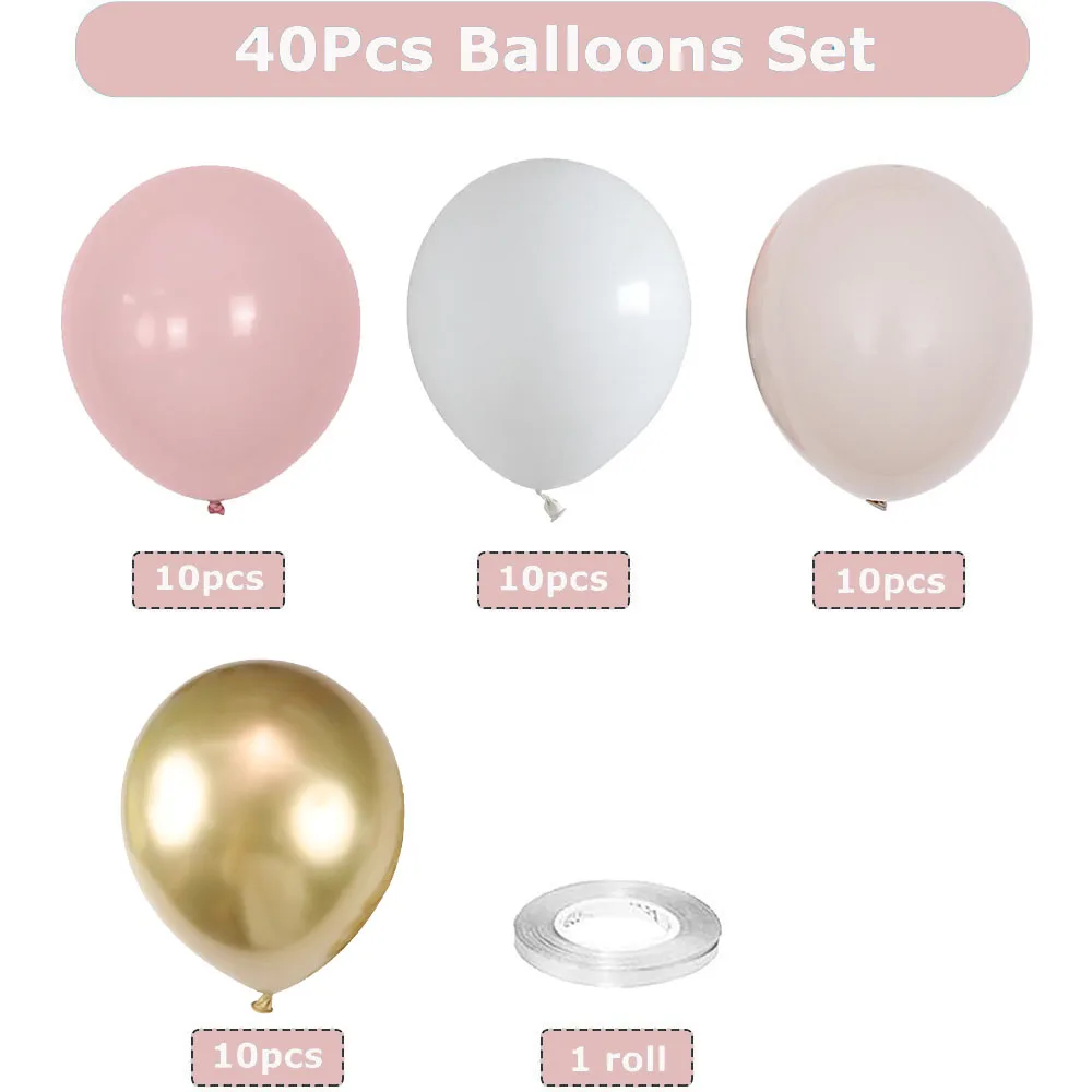 Boho-Latexballons Rosa Sand Weiß, 40 Stück 2