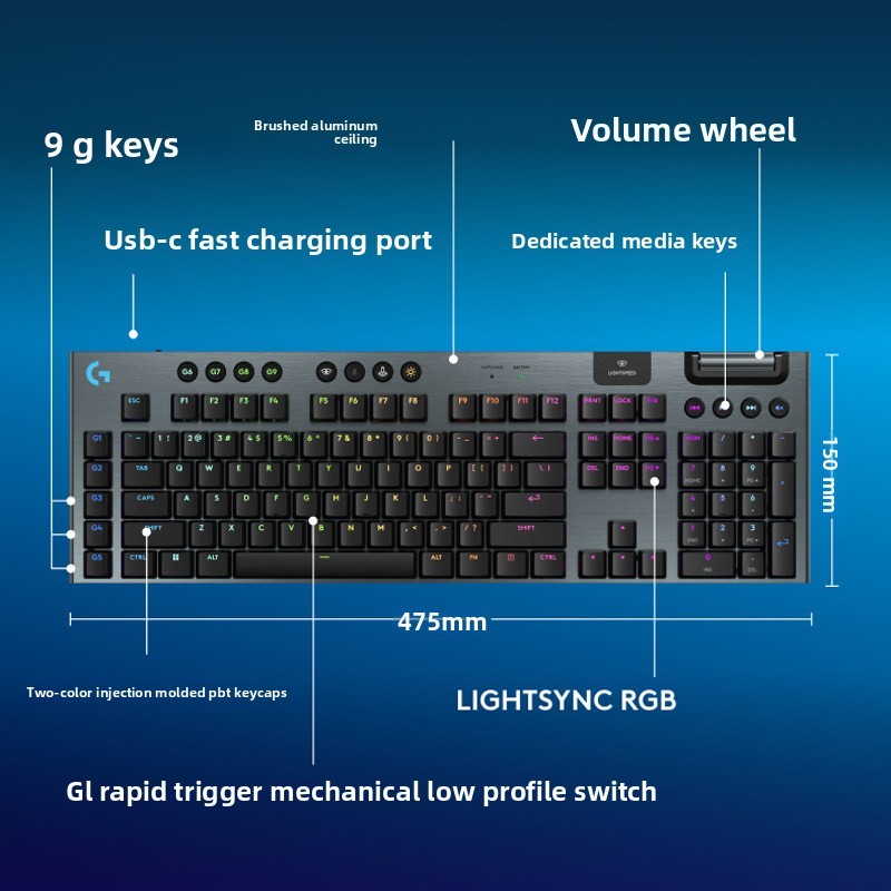 Mechanische Gaming-Tastatur kabellos RGB Aluminium 3