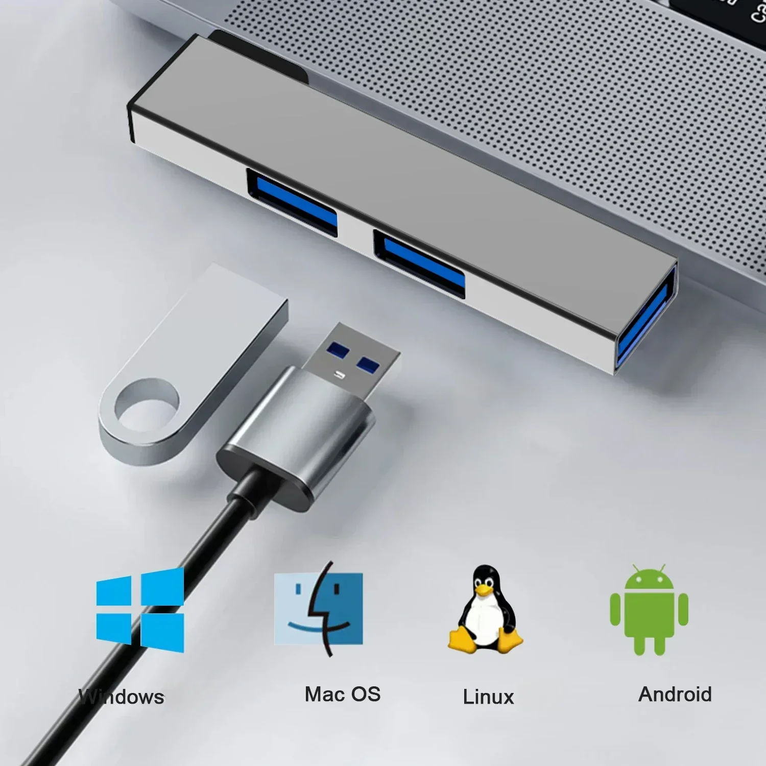 3-in-1 USB-C-Hub mit 3 USB-Ports 3