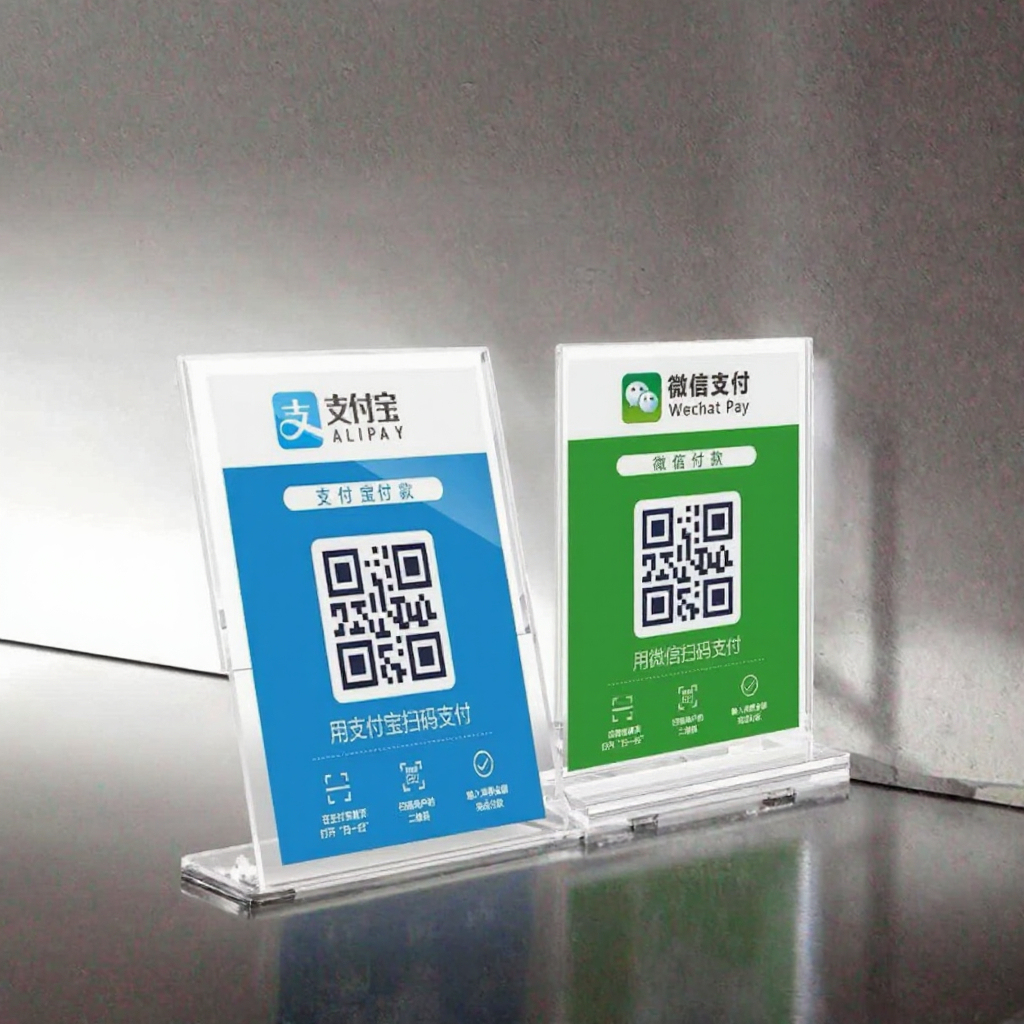 Modernes L-Form Acryl QR-Code Aufsteller A4 A5 2