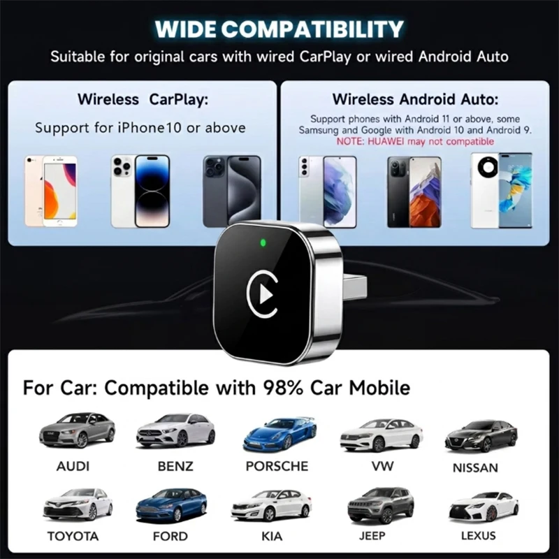 Kabelloser 2-in-1 CarPlay-Adapter mit USB-C 2