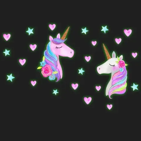 Leuchtende Einhorn-Wandsticker