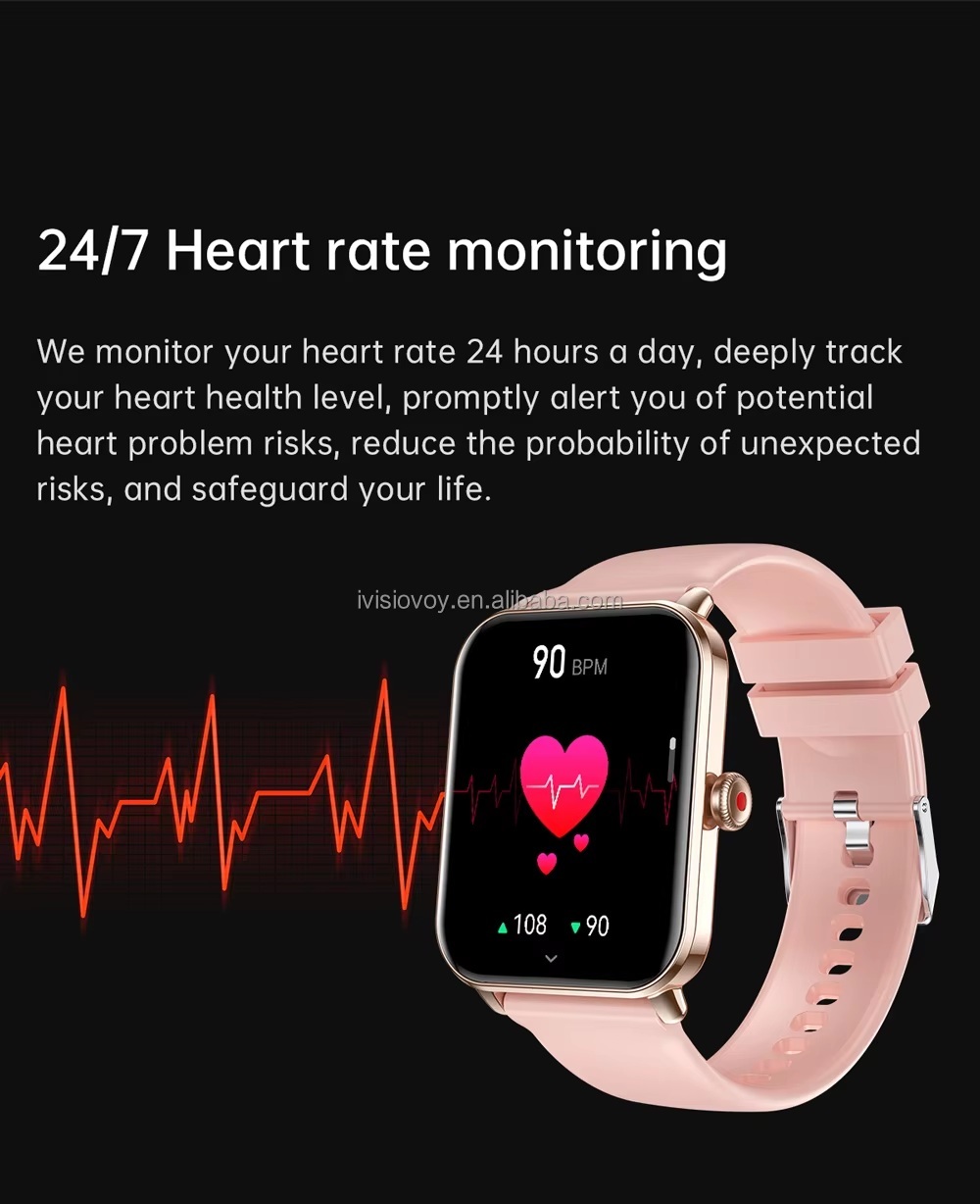 Quadratische Smartwatch mit Silikonarmband, IP68 3