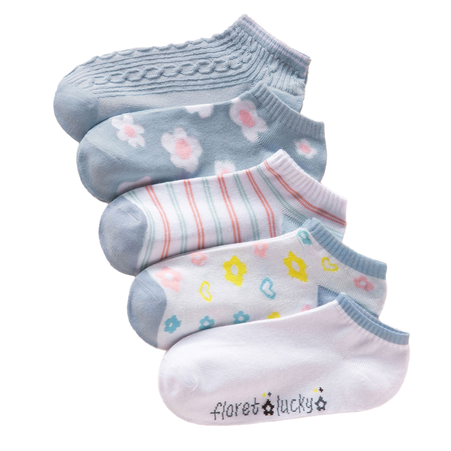5er-Set Blumenmuster Knöchelsocken für Damen 3