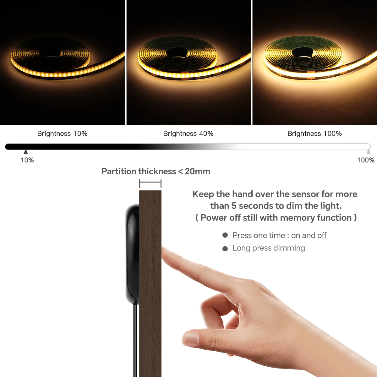 Berührungsdimmbarer COB-LED-Streifen für Wandpaneele 3