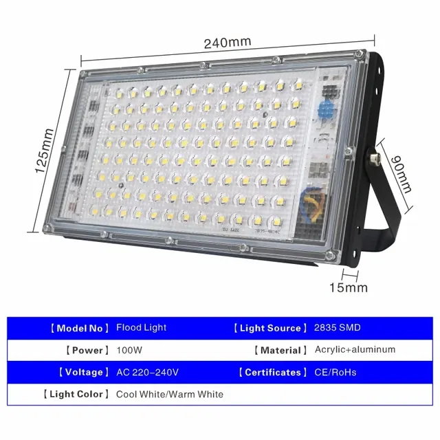 100W LED Flutlicht IP65 für Außen 2