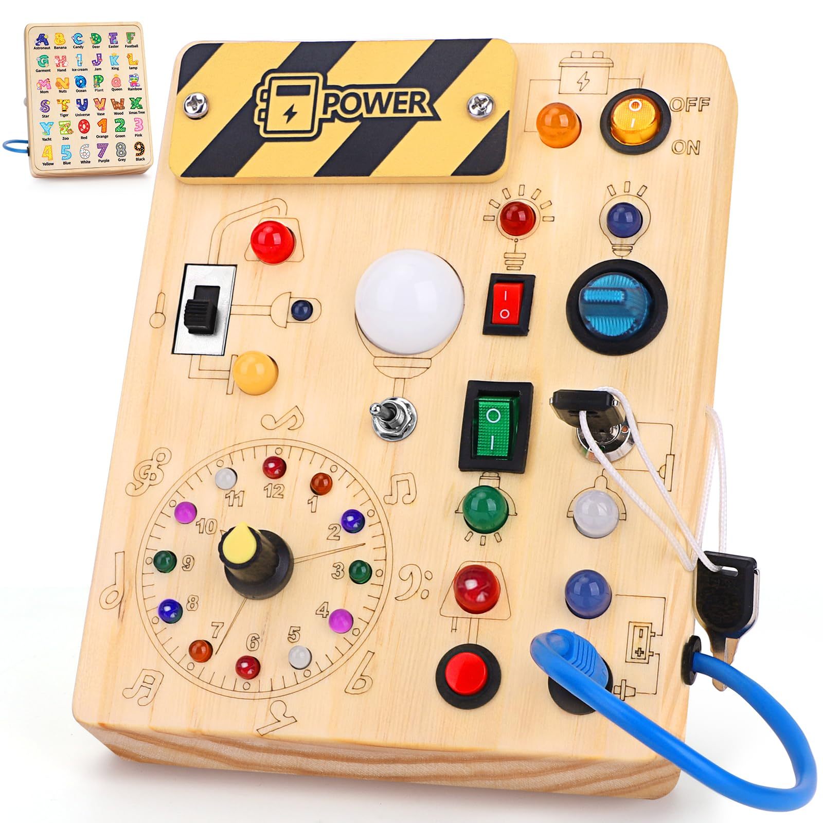 Montessori Holz Busy Board mit LED-Schalter