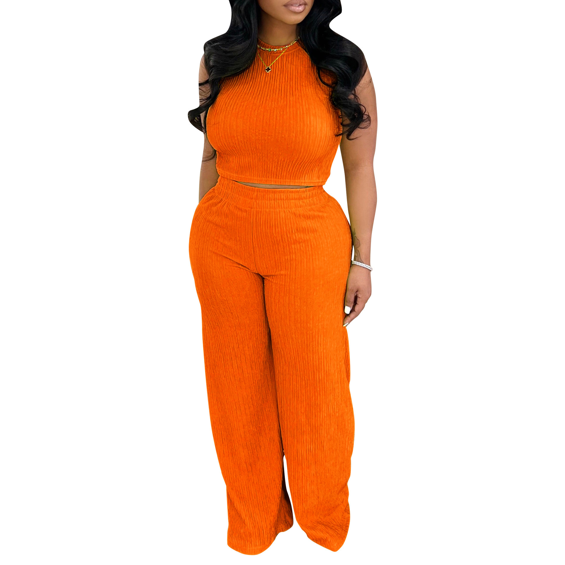 Damen-Neckholder-Top mit Weitem Hosen-Set 4