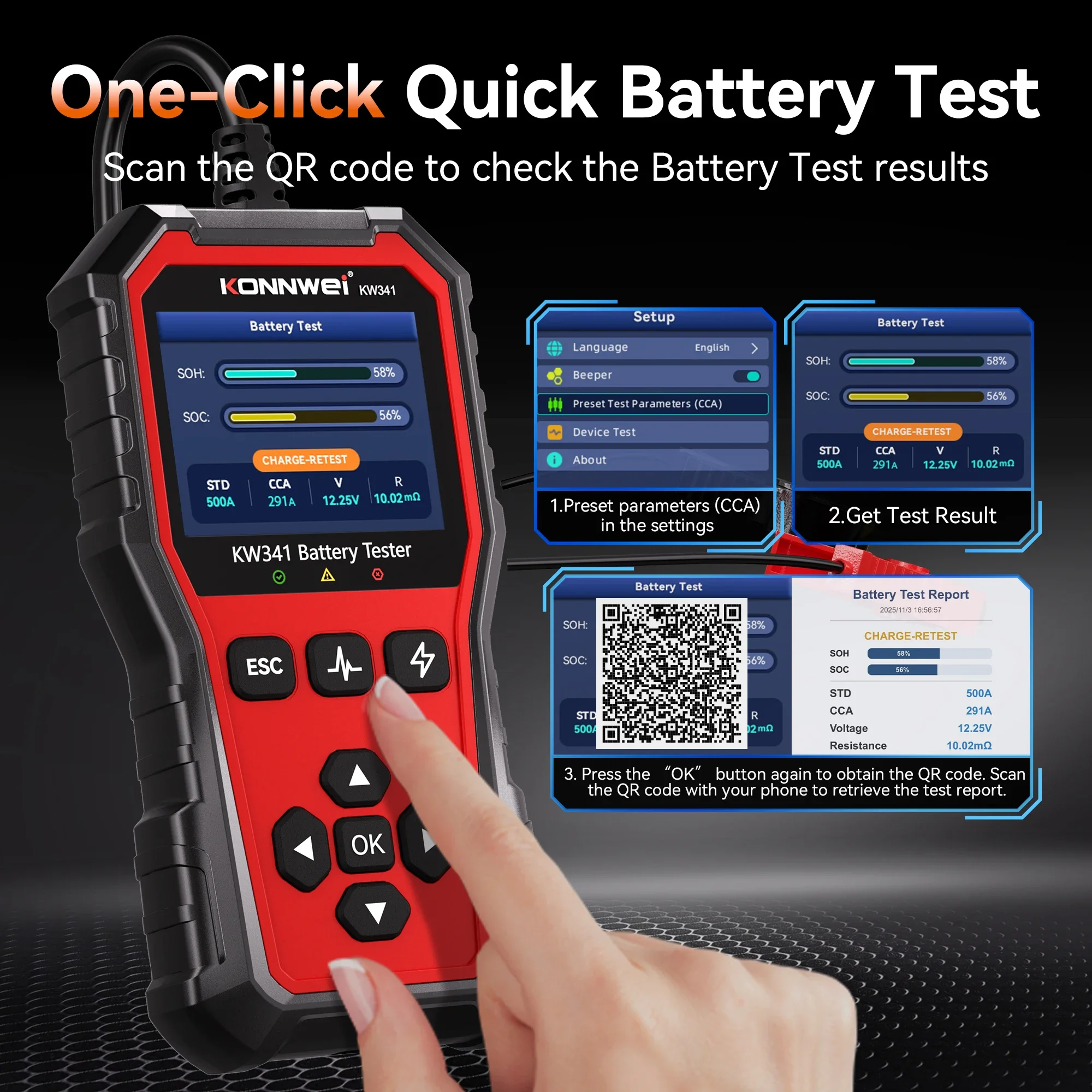 Autobatterietester für 6V/12V/24V 3