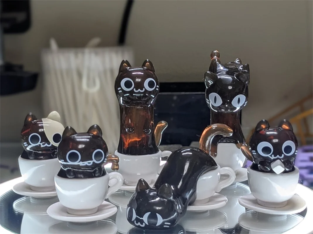Transparente Katzen-Café-Blindbox-Figur 2
