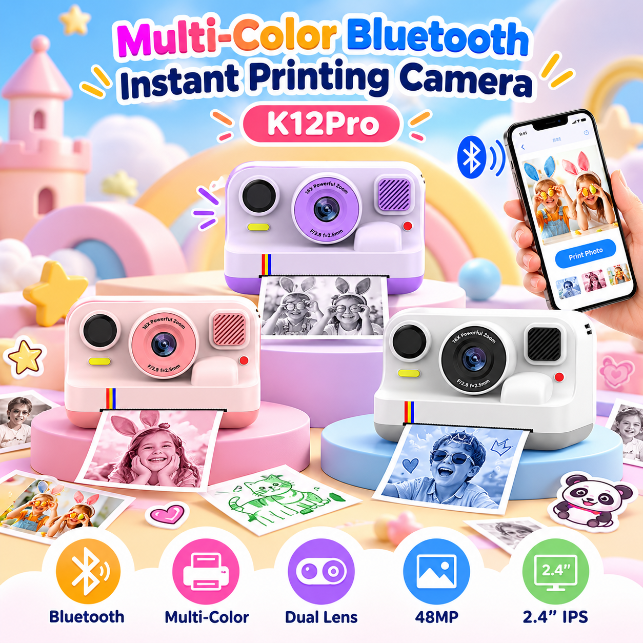 Kinder Sofortbildkamera 2,4 Zoll Display 2