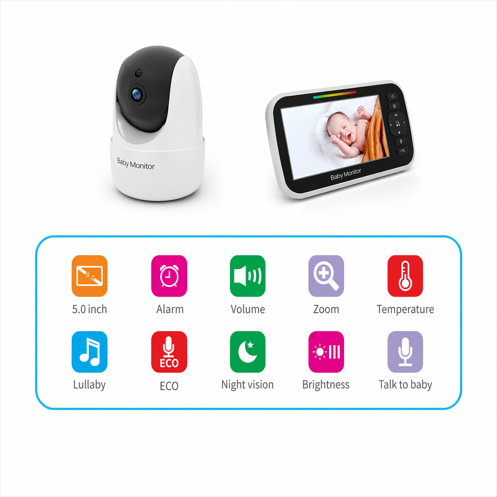 5-Zoll-Babyphone mit Zwei-Wege-Audio und Nachtsicht 2