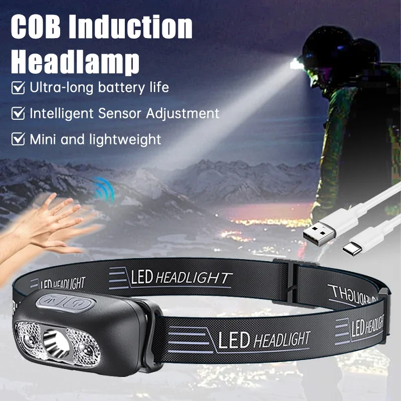 LED-Sensor-Stirnlampe, USB wiederaufladbar 2