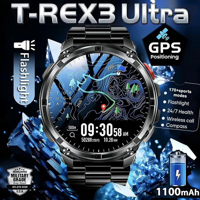 Outdoor-Smartwatch mit GPS und Taschenlampe