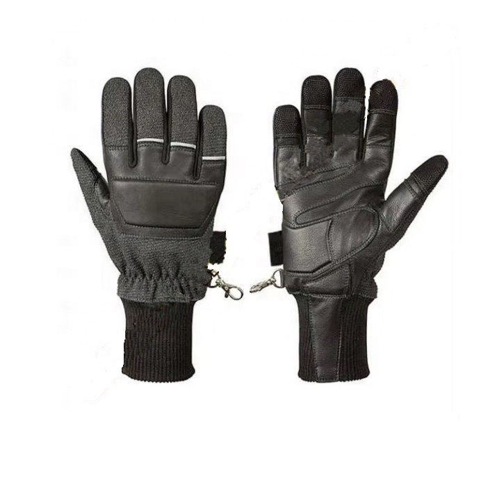 Feuerfeste Feuerwehr-Lederhandschuhe mit Stulpe 3
