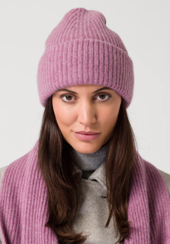 Merino-Kaschmir Strickmütze Rippstrick Damen 4