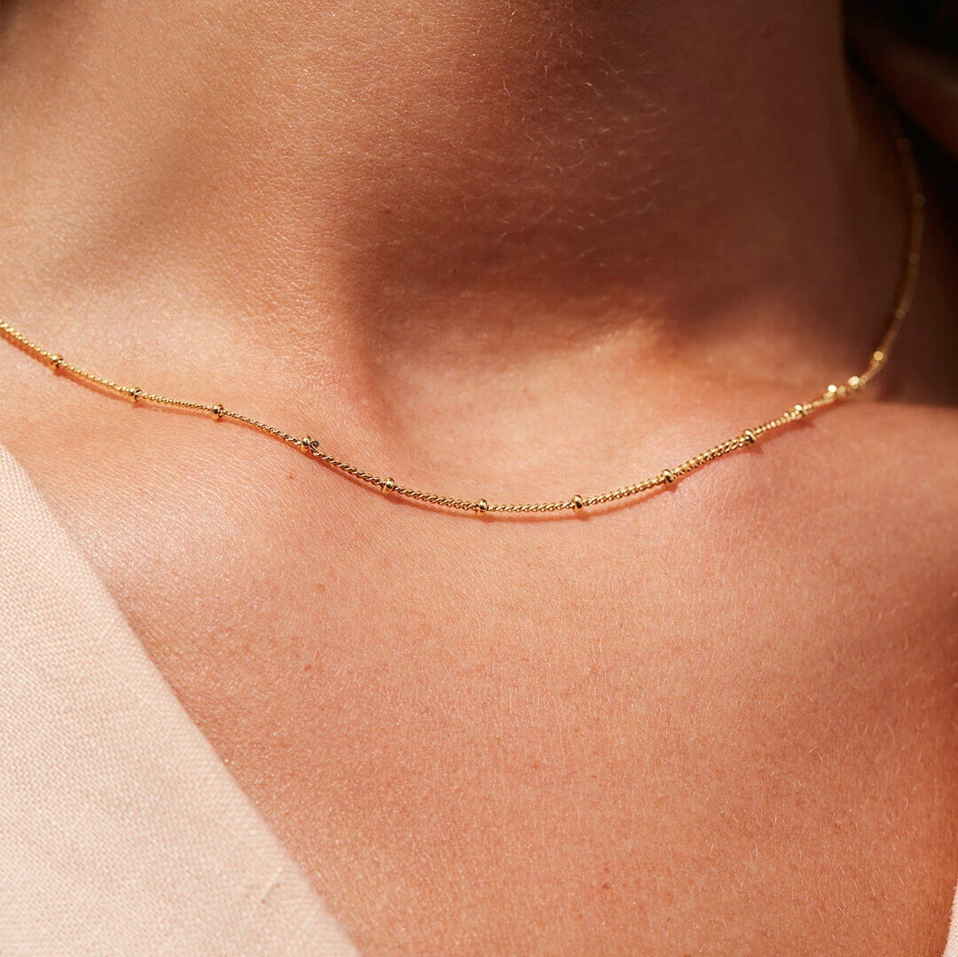 Zierliche Choker-Halskette, 18K vergoldet 2