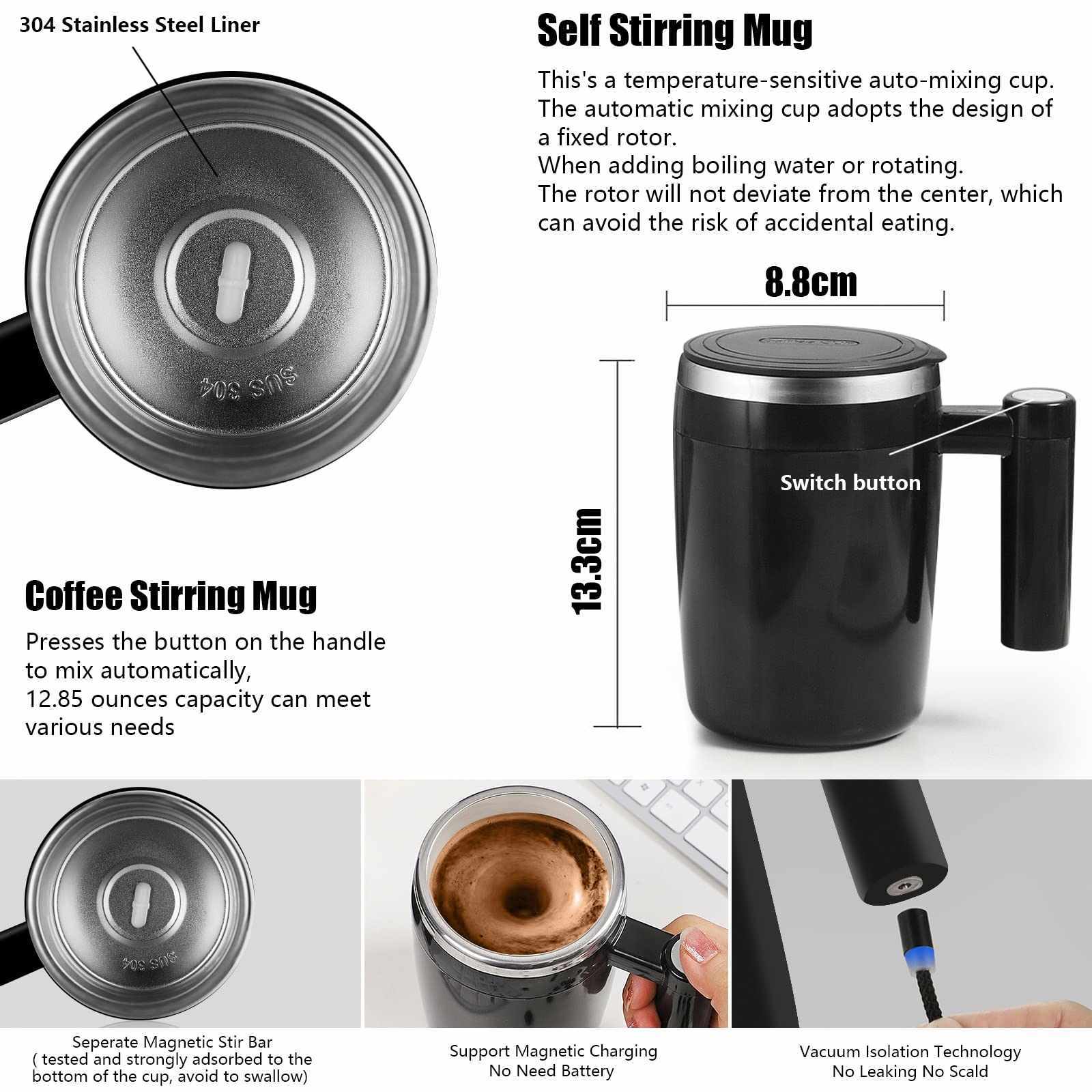 Selbstrührende Magnet-Kaffeetasse aus Edelstahl 3