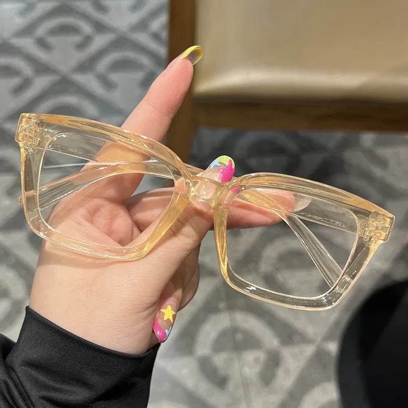 Retro-Quadratbrille mit Klarglas für Frauen
