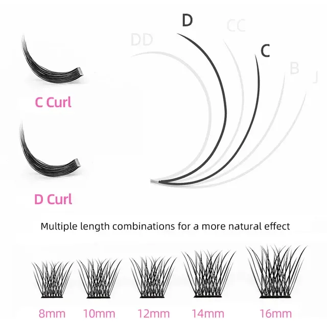 144 segmentierte Nerz-Cluster-Wimpern C/D-Curl 4