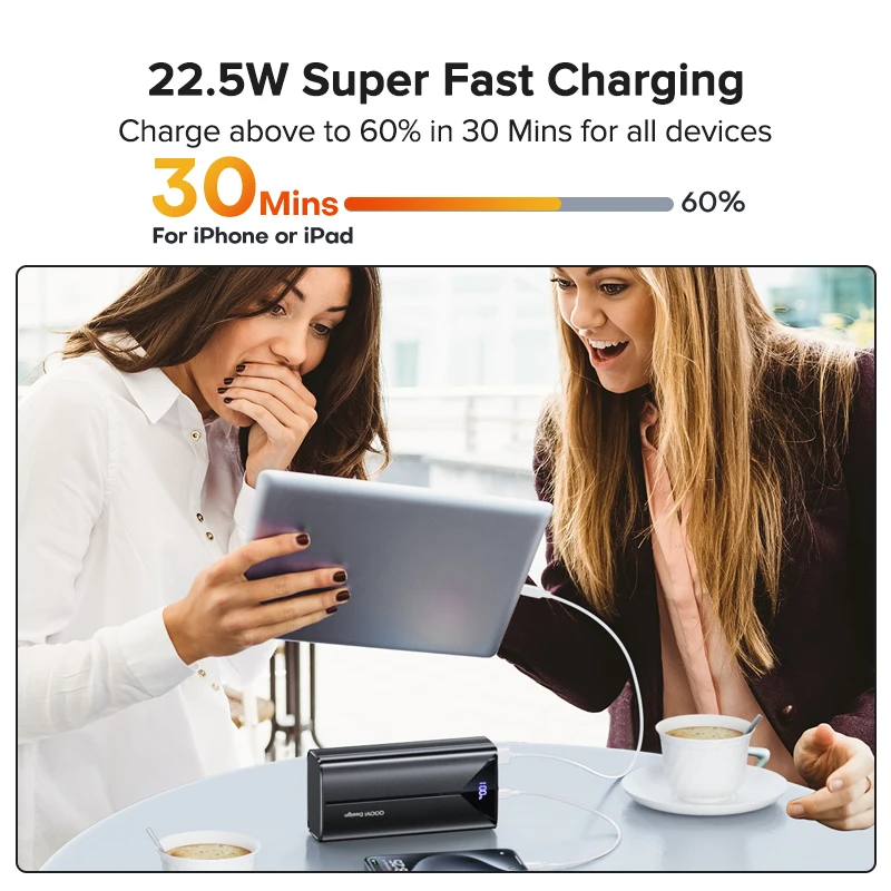 Große 30000-mAh-Powerbank mit eingebautem Kabel 3
