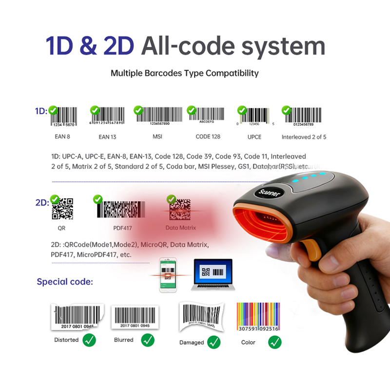 Kabelloser Handheld-Barcodescanner mit USB 3