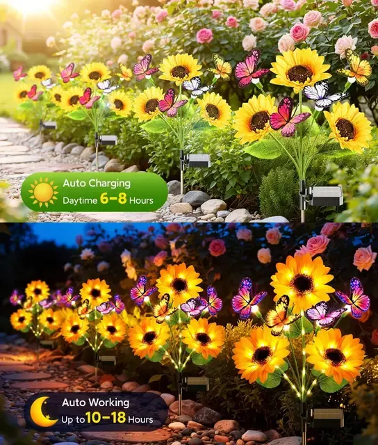 Solar-Sonnenblumen-Bodenleuchten 4er-Pack wasserdicht 2