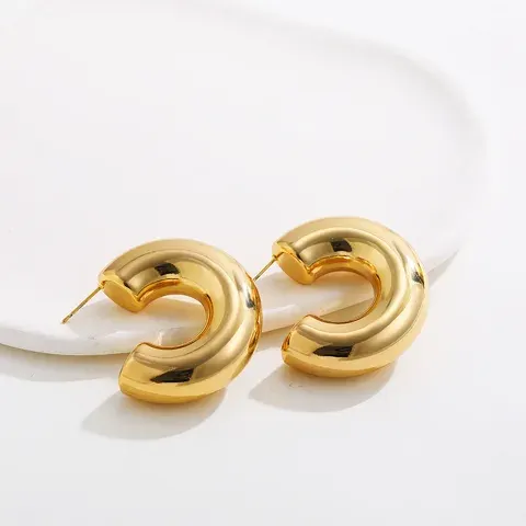Leichte dicke Goldcreolen für Damen
