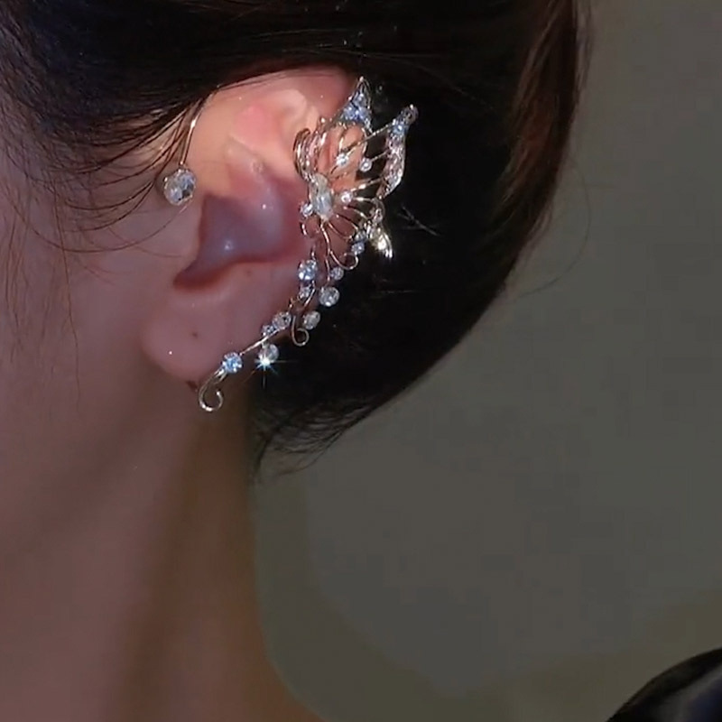 Kristall Schmetterlings Ohrklemme ohne Piercing 4