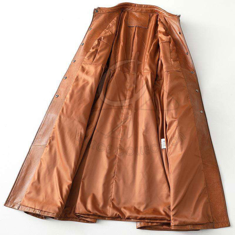 Damen Winter Trenchcoat Kunstleder Plüsch 3