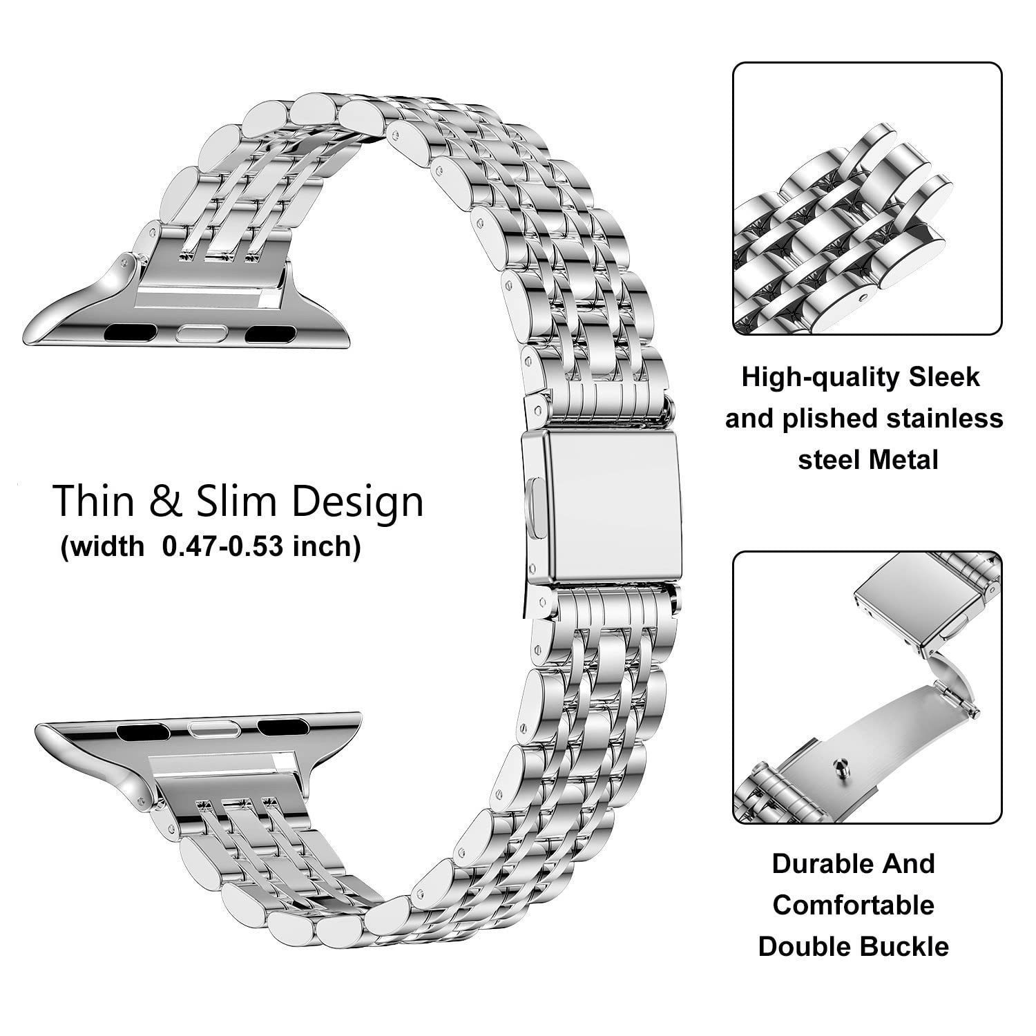 Schlankes Edelstahl-Uhrenarmband in Kettenoptik 4