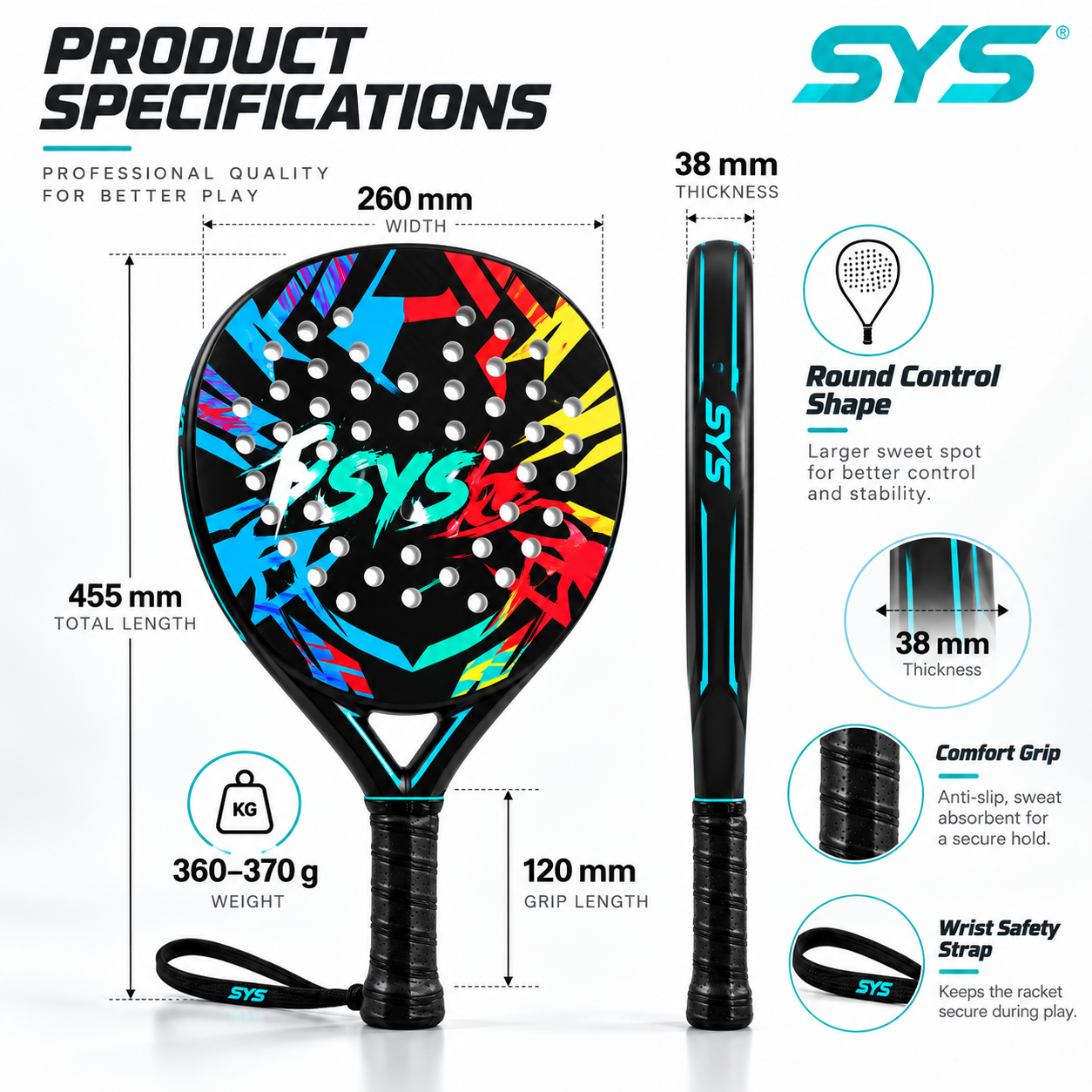 3K-12K-18K Carbon-Padelschläger für Erwachsene 4