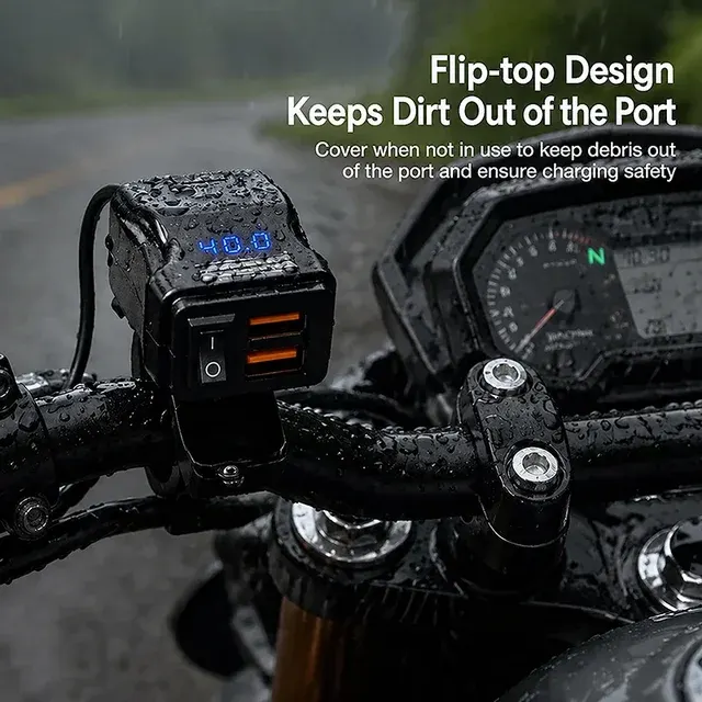 Wasserdichtes Motorrad-USB-Schnellladegerät mit Voltmeter 3