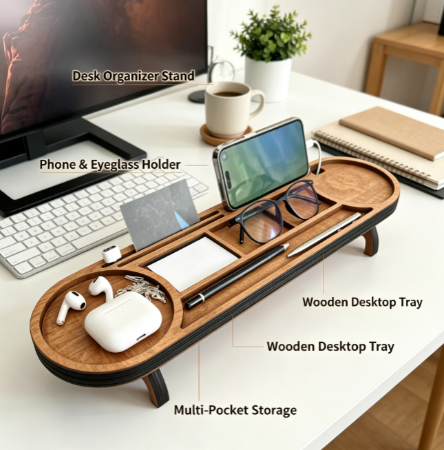 Holz Schreibtisch Organizer Mehrzweck für Büro 3