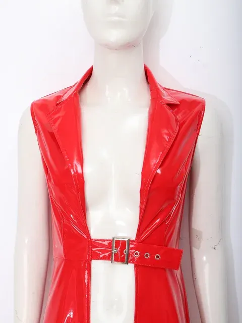 Ärmelloser PU-Lederblazer 3