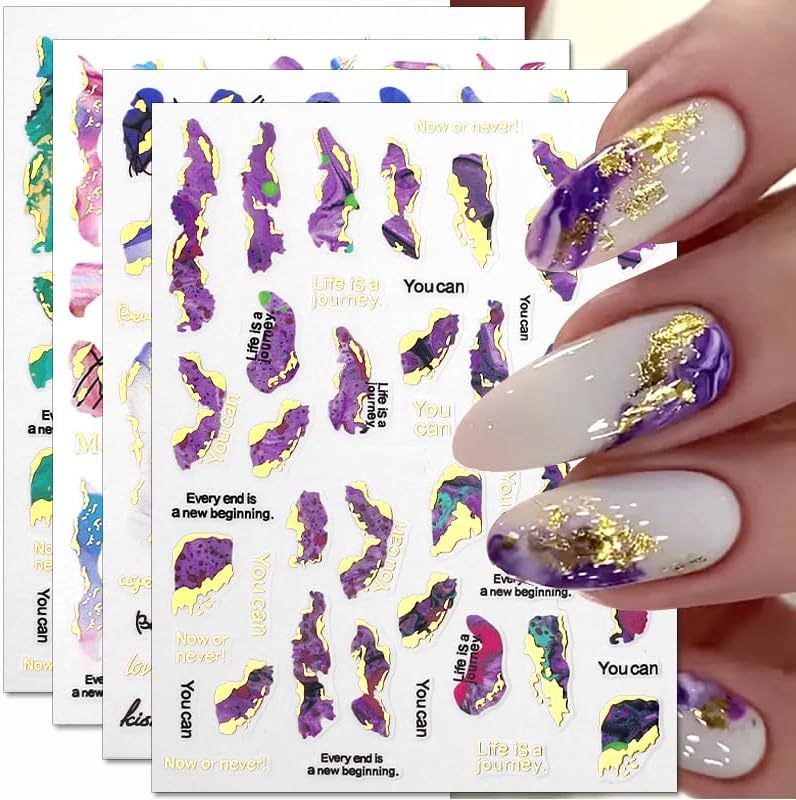 3D Marmor Nagelsticker Bronzing Selbstklebend