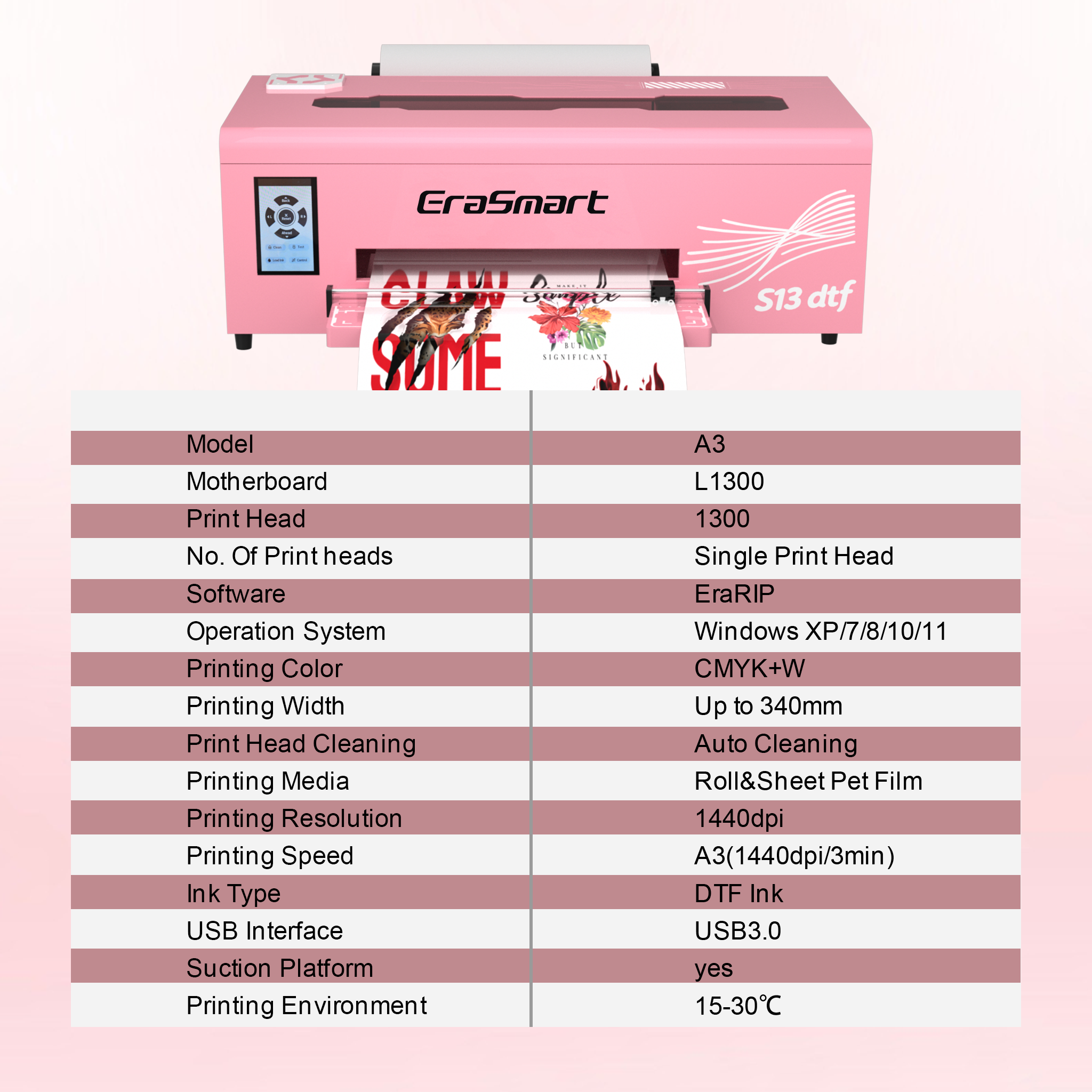 Mehrfarbiger A3 DTF-Shirtdrucker Set 4