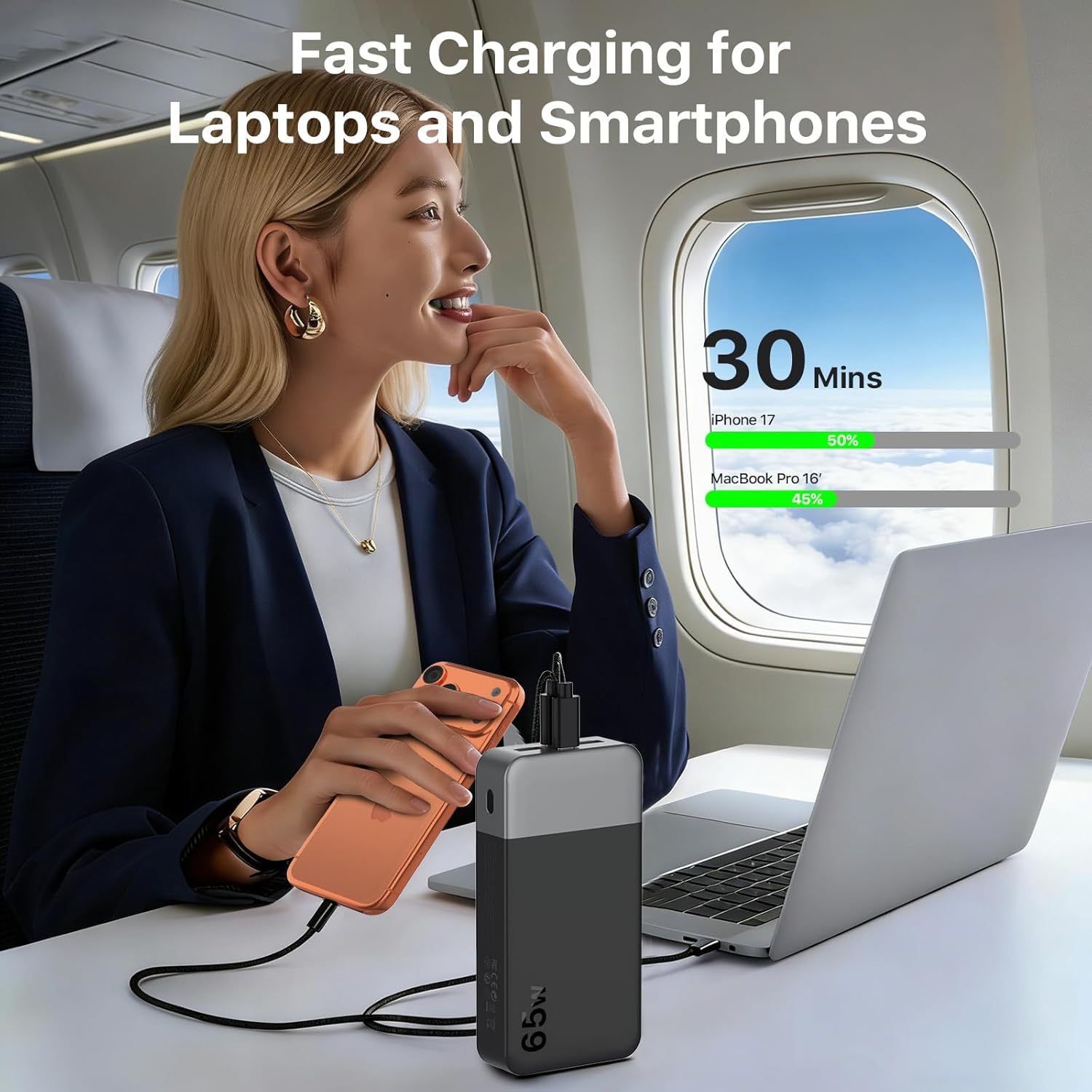 65W Laptop-Powerbank 20000 mAh mit Display