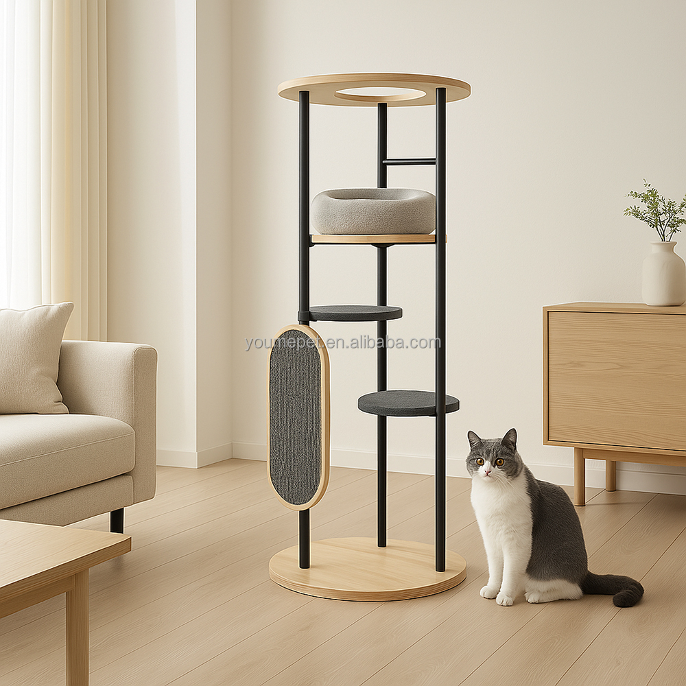Großer Luxus-Katzenkratzbaum aus Holz
