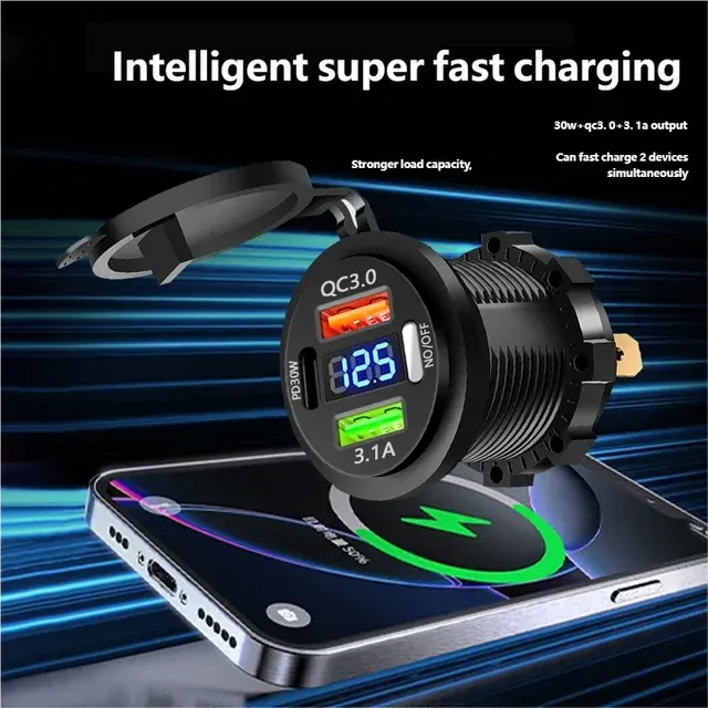 Motorrad-USB-Ladebuchse mit Voltmeter und Schalter 3