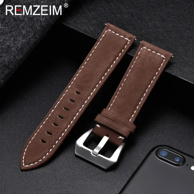 Mattes Echtleder Uhrenarmband in Schwarz, Blau, Braun 3