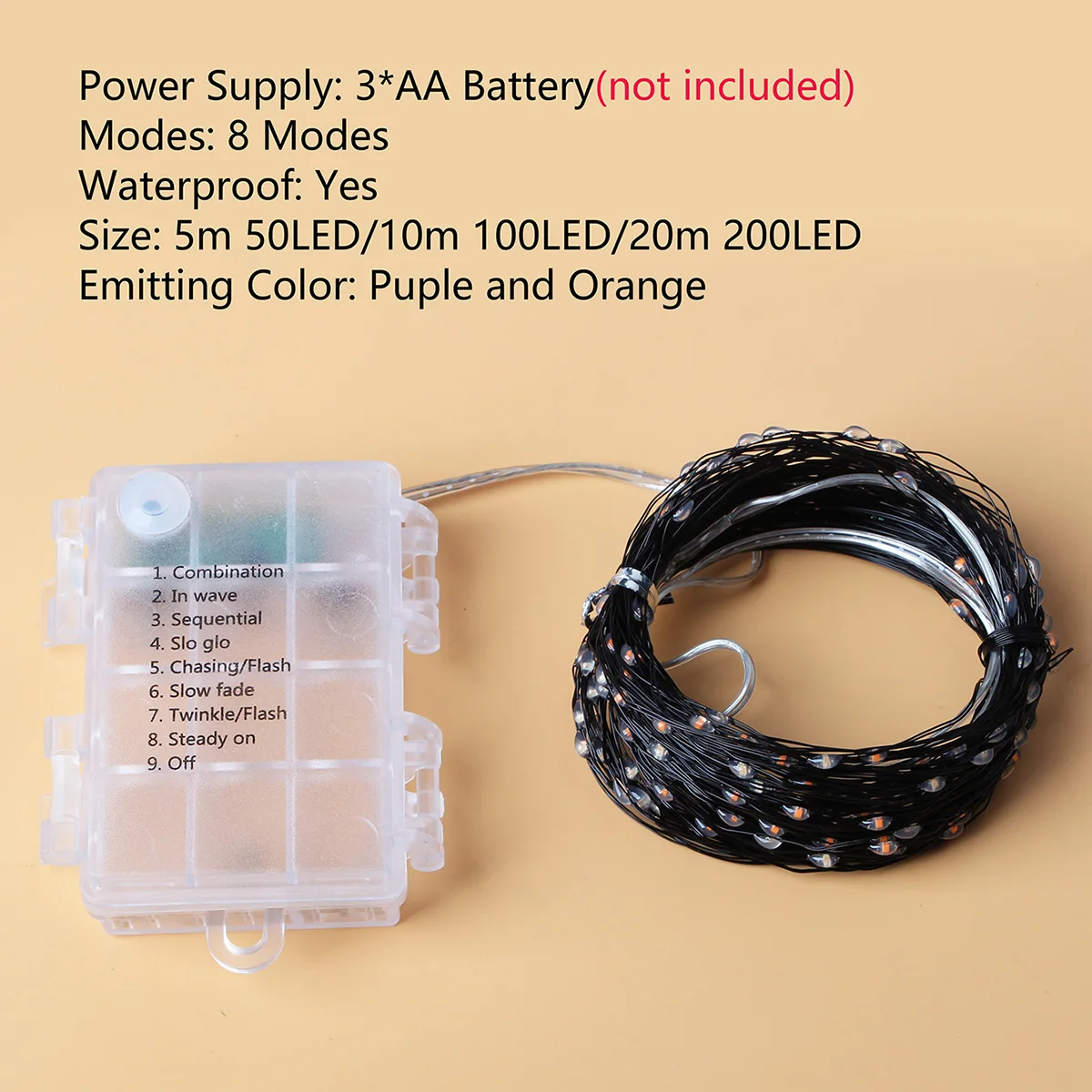 LED-Lichterkette in Lila und Orange 3