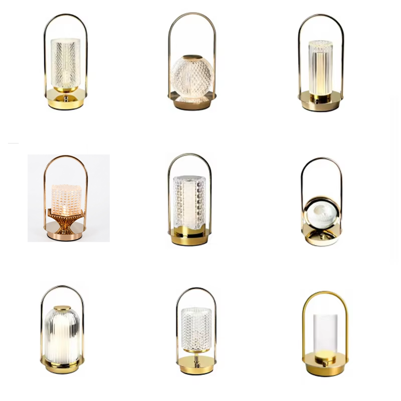 Dimmbare LED Tischlampe Gold Kristall 3