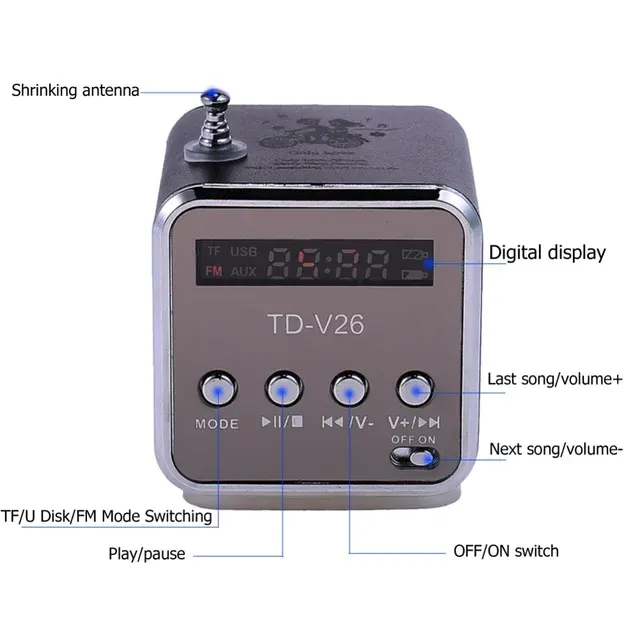 Tragbarer Mini-Bluetooth-Lautsprecher mit Radio 3