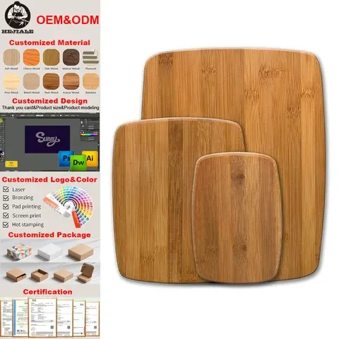 Biologisch abbaubares Bambus-Schneidebrett-Set, 1,2 cm